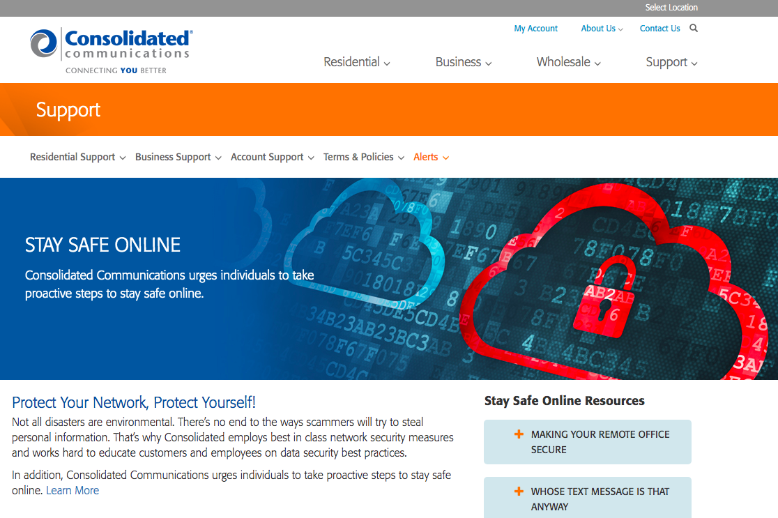 ConsolidatedCommunications StaySafeOnlineWebsite