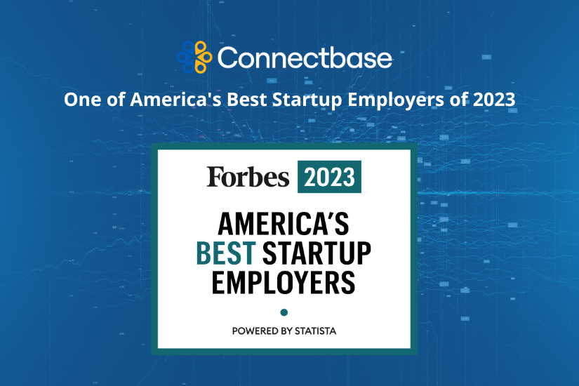 Connectbase and Forbes logos with headline that Connectbase is named one of America's Best Startup Organizations