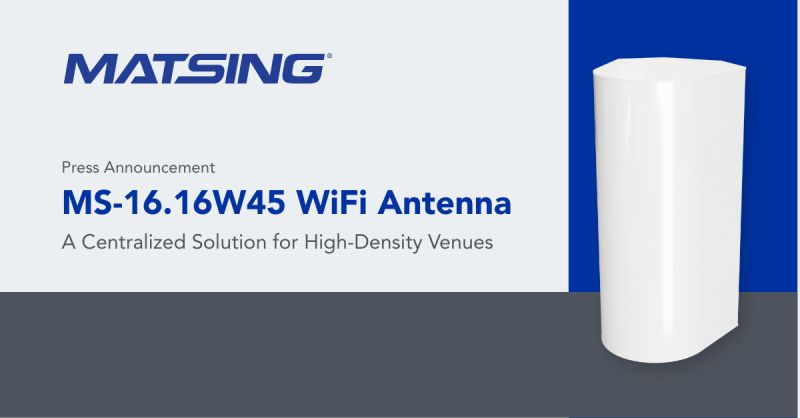 MatSing MS-16.16W45 WiFi 6E lens antenna deployed in a high-density stadium environment.